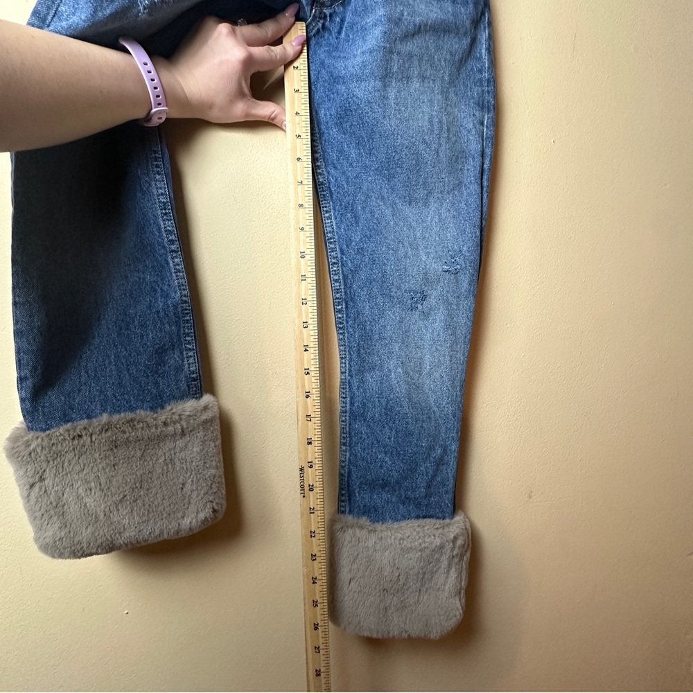 ZARA NWT VINTAGE HIGH RISE STRAIGHT JEANS FUR CUFF HEM ANKLE CROP WOMENS SIZE 2 - Picture 15 of 16